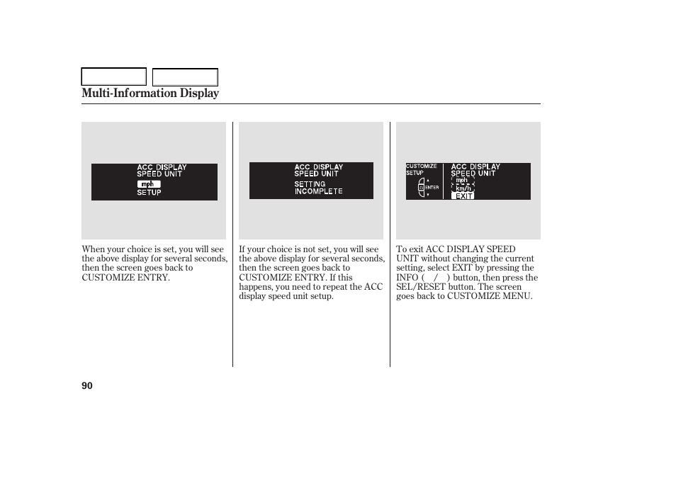 Multi-information display | Acura 2006 RL - Owner's Manual User Manual | Page 91 / 454