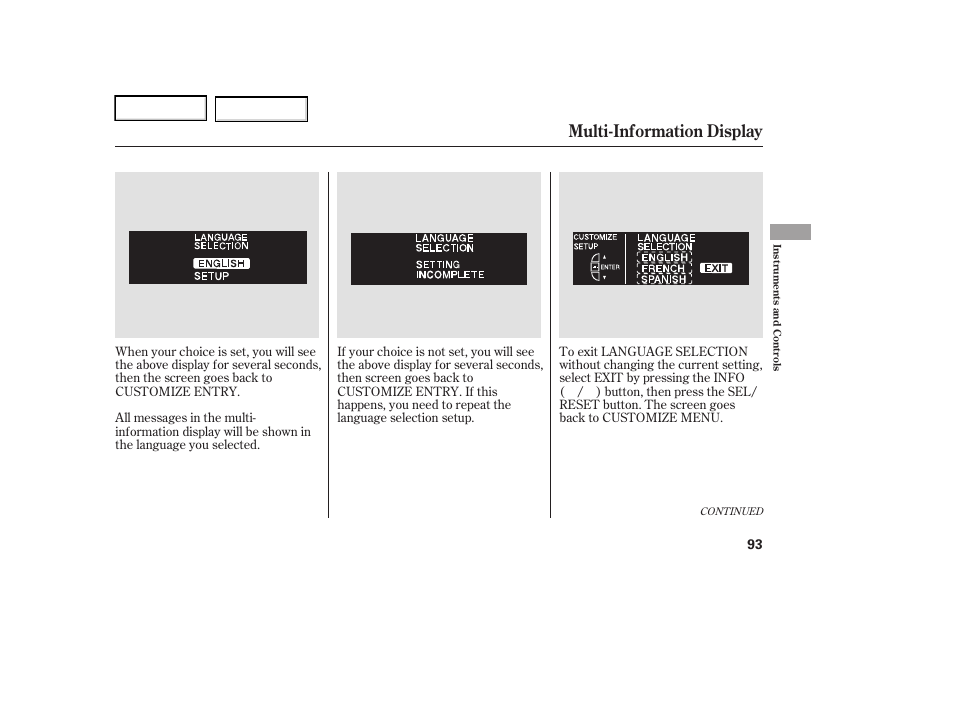 Multi-information display | Acura 2006 RL - Owner's Manual User Manual | Page 94 / 454