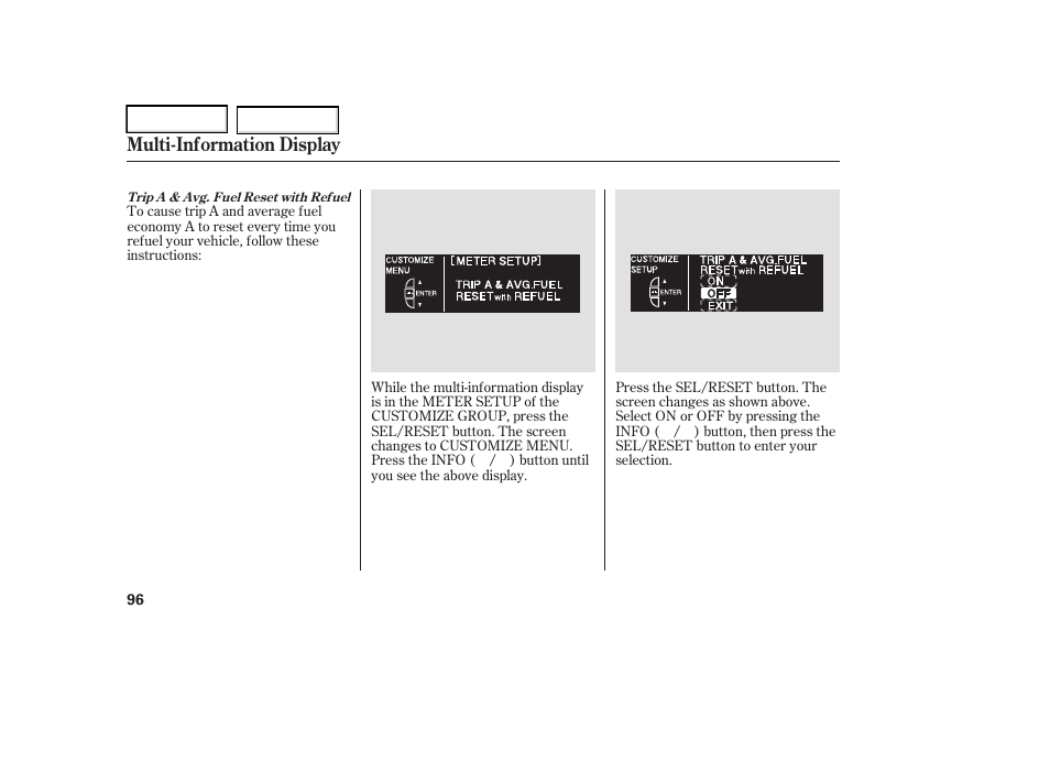 Multi-information display | Acura 2006 RL - Owner's Manual User Manual | Page 97 / 454