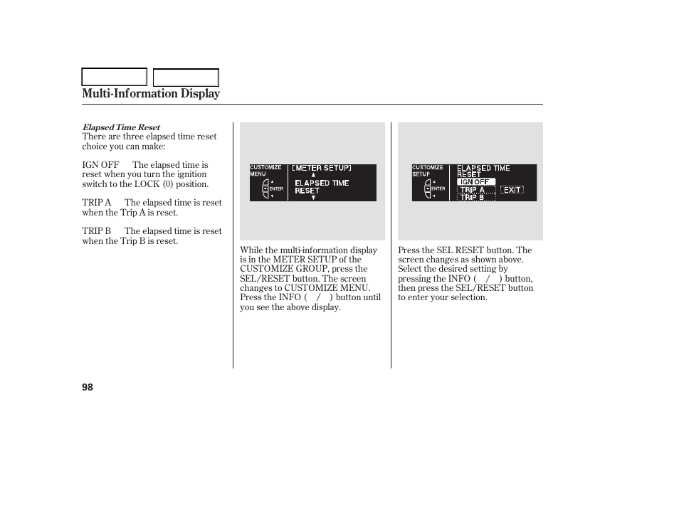Multi-information display | Acura 2006 RL - Owner's Manual User Manual | Page 99 / 454