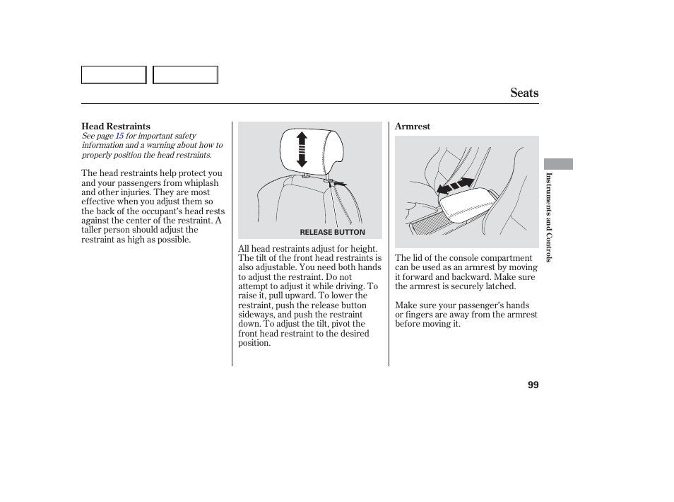 Seats | Acura 2006 TL - Owner's Manual User Manual | Page 100 / 295