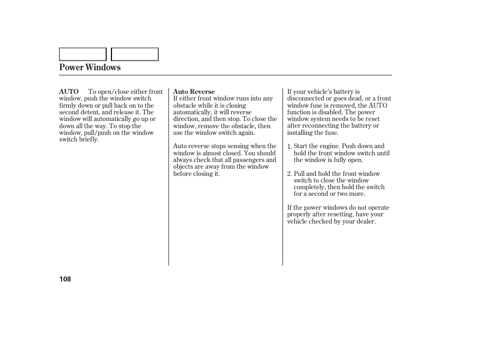 Power windows | Acura 2006 TL - Owner's Manual User Manual | Page 109 / 295