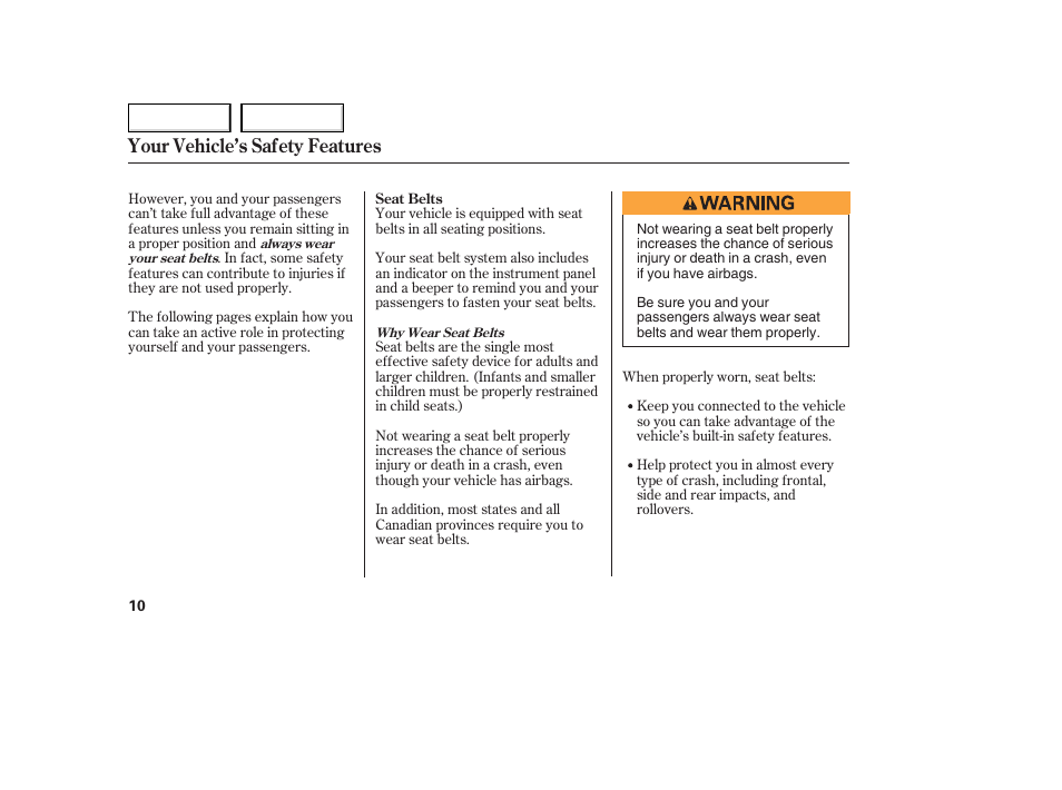 Your vehicle’s safety features | Acura 2006 TL - Owner's Manual User Manual | Page 11 / 295