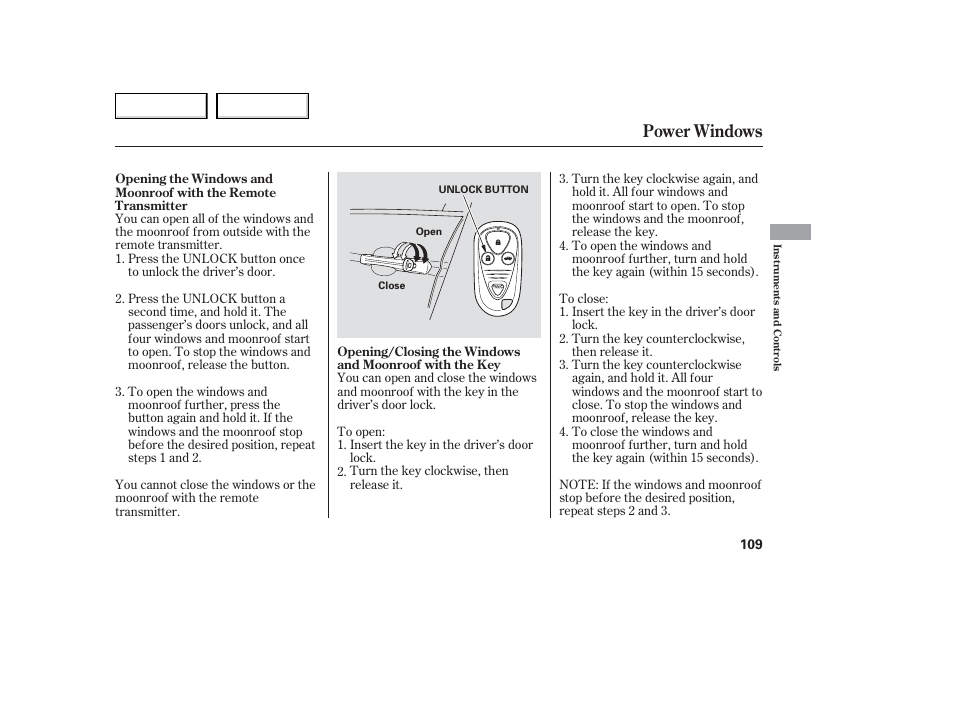 Power windows | Acura 2006 TL - Owner's Manual User Manual | Page 110 / 295