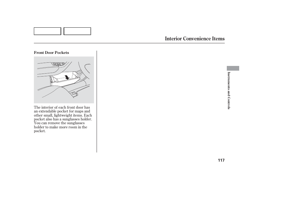 Interior convenience items | Acura 2006 TL - Owner's Manual User Manual | Page 118 / 295