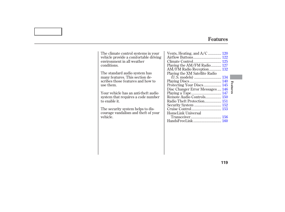 Features | Acura 2006 TL - Owner's Manual User Manual | Page 120 / 295