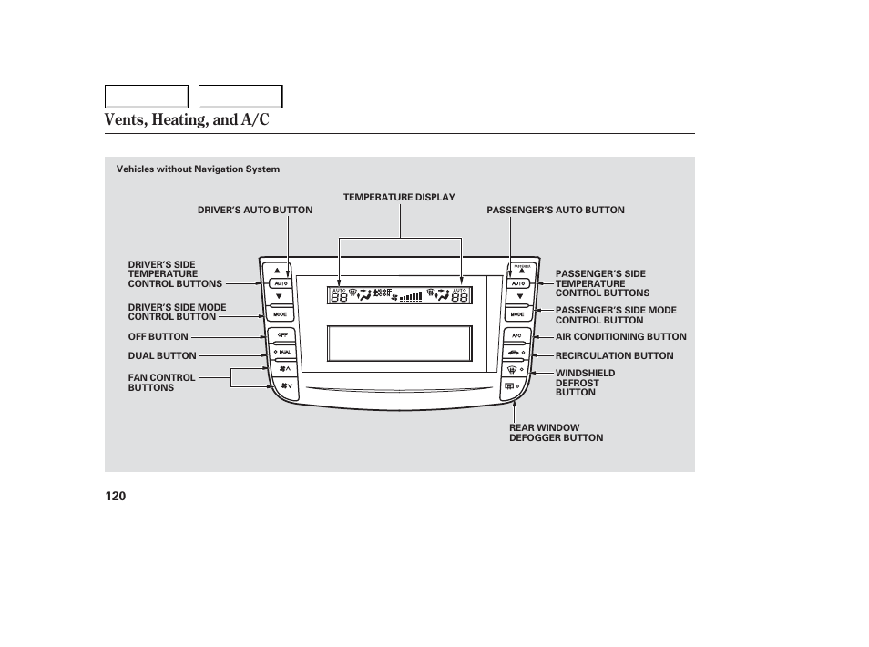 Vents, heating, and a/c | Acura 2006 TL - Owner's Manual User Manual | Page 121 / 295