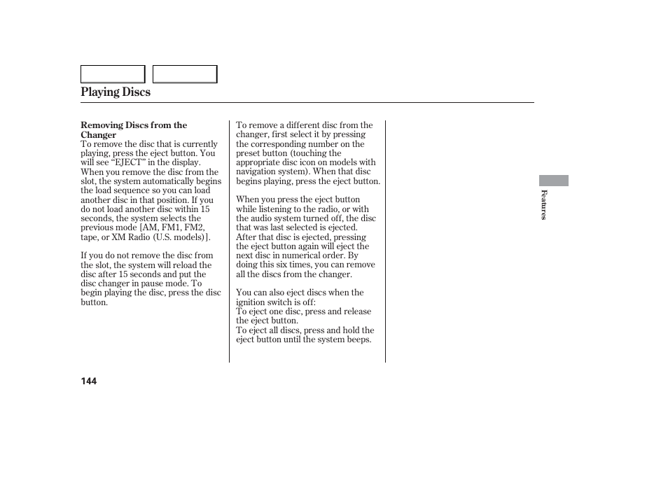 Playing discs | Acura 2006 TL - Owner's Manual User Manual | Page 145 / 295