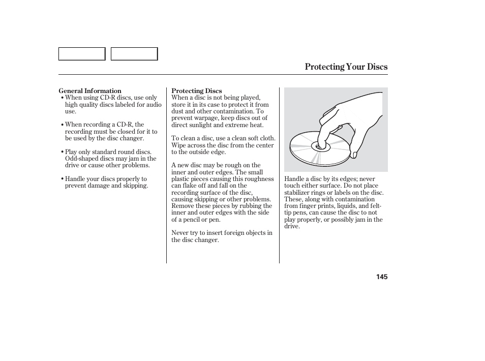 Protecting your discs | Acura 2006 TL - Owner's Manual User Manual | Page 146 / 295
