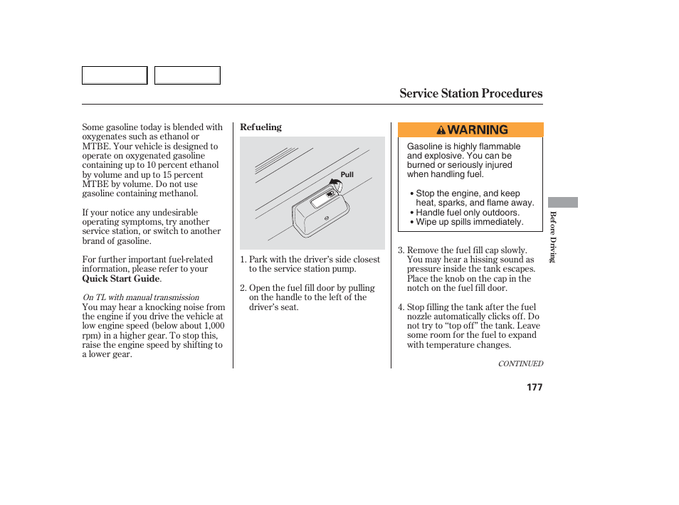Service station procedures | Acura 2006 TL - Owner's Manual User Manual | Page 178 / 295