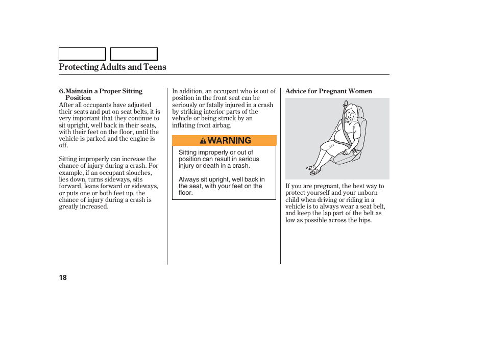 Protecting adults and teens | Acura 2006 TL - Owner's Manual User Manual | Page 19 / 295