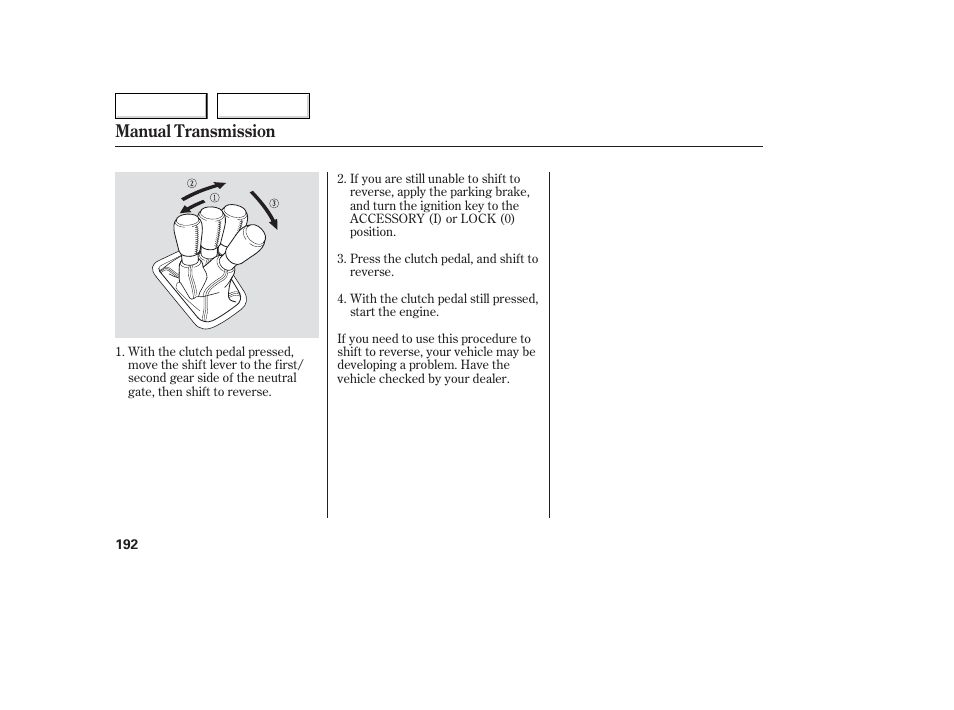 Manual transmission | Acura 2006 TL - Owner's Manual User Manual | Page 193 / 295