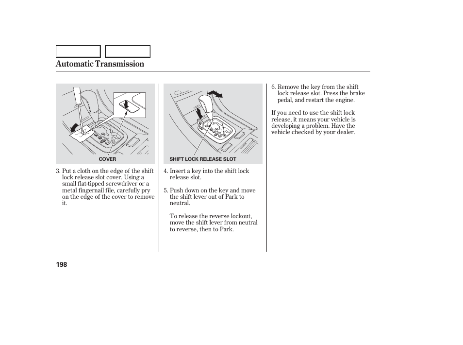 Automatic transmission | Acura 2006 TL - Owner's Manual User Manual | Page 199 / 295