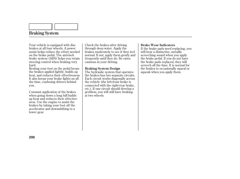 Braking system | Acura 2006 TL - Owner's Manual User Manual | Page 201 / 295