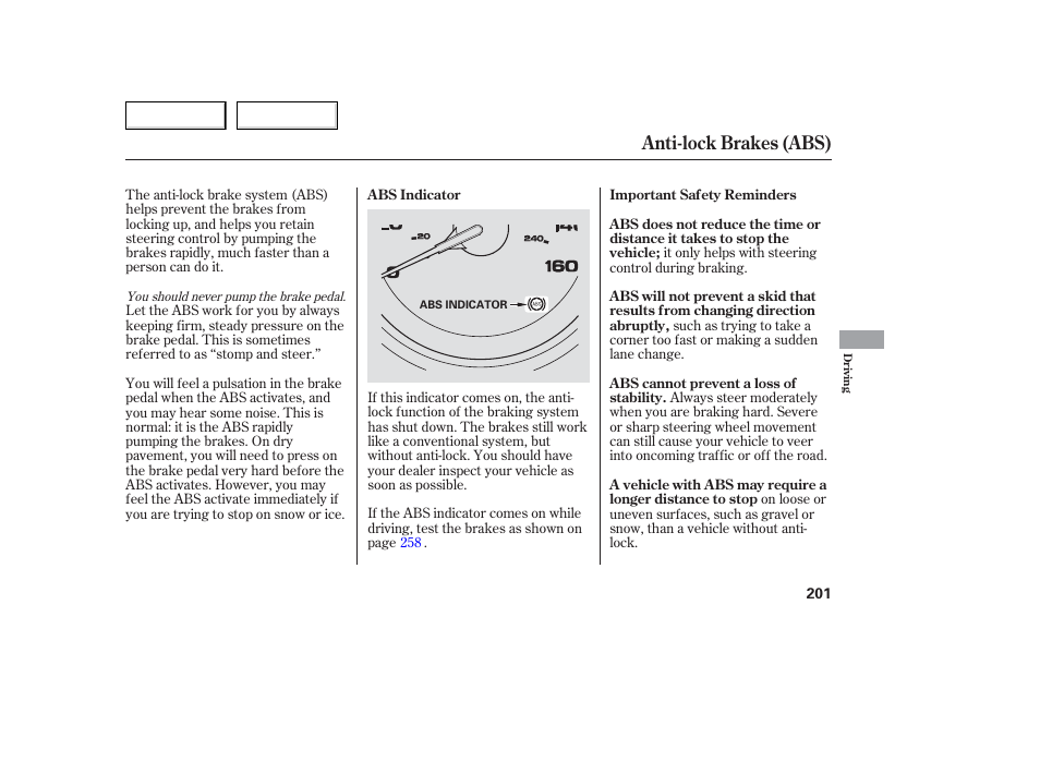 Anti-lock brakes (abs) | Acura 2006 TL - Owner's Manual User Manual | Page 202 / 295