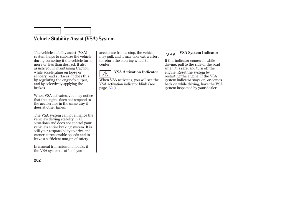 Vehicle stability assist (vsa) system | Acura 2006 TL - Owner's Manual User Manual | Page 203 / 295