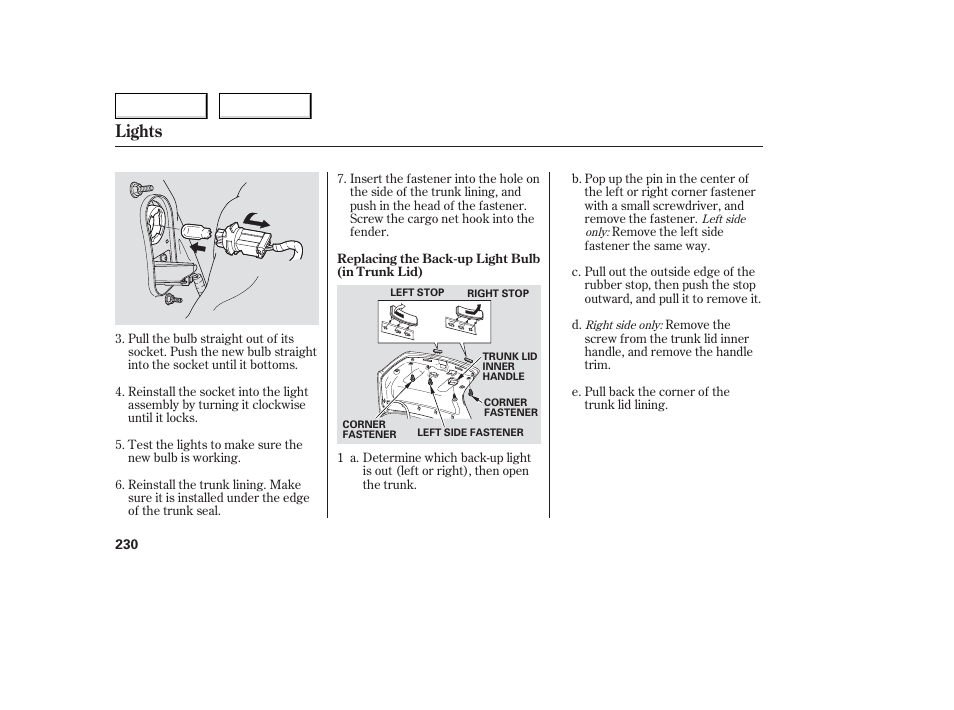 Lights | Acura 2006 TL - Owner's Manual User Manual | Page 231 / 295