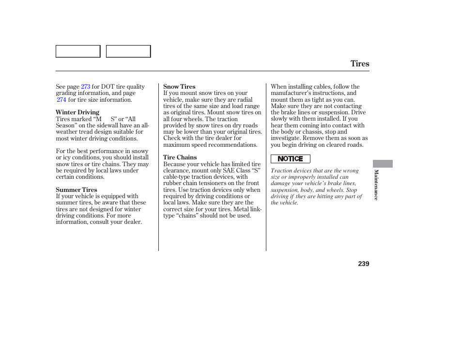 Tires | Acura 2006 TL - Owner's Manual User Manual | Page 240 / 295