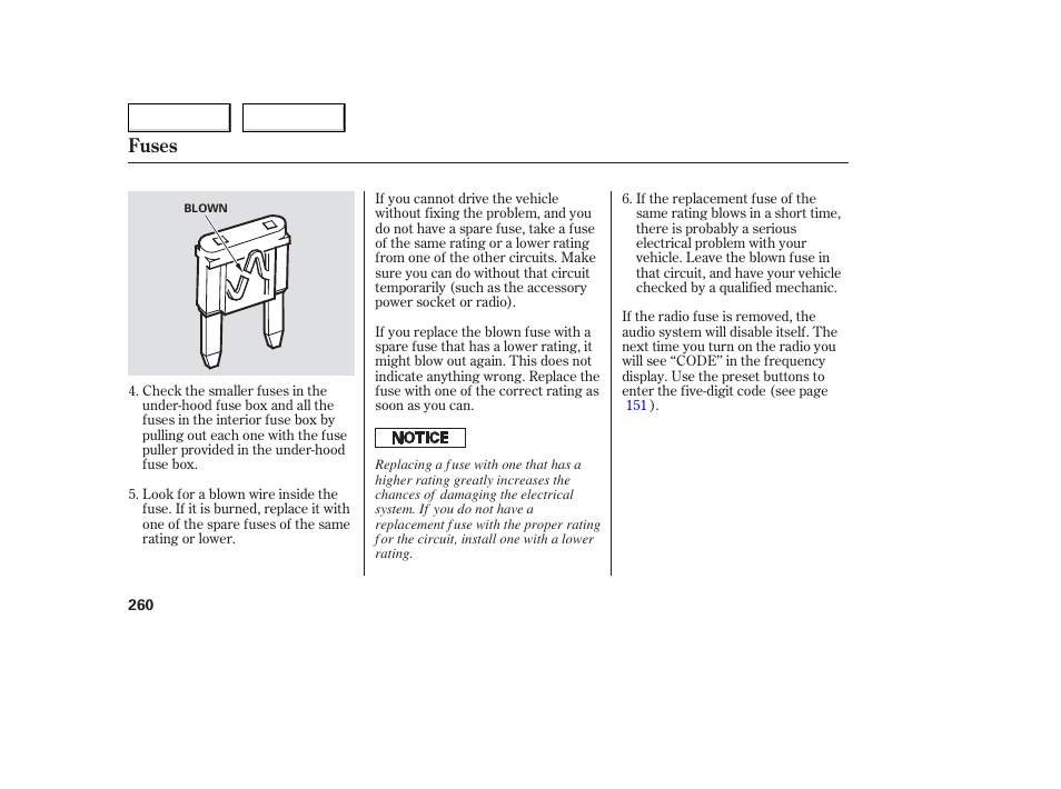 Fuses | Acura 2006 TL - Owner's Manual User Manual | Page 261 / 295