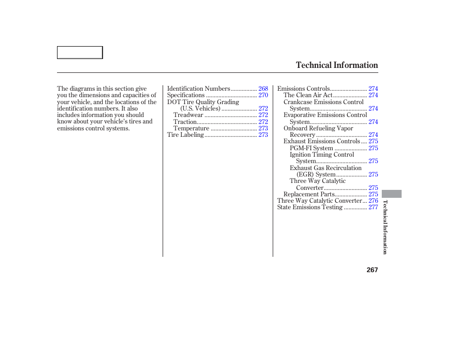 Technical information | Acura 2006 TL - Owner's Manual User Manual | Page 268 / 295