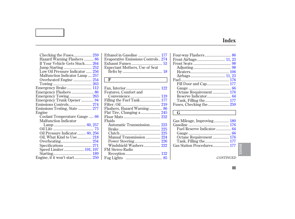 Index | Acura 2006 TL - Owner's Manual User Manual | Page 288 / 295