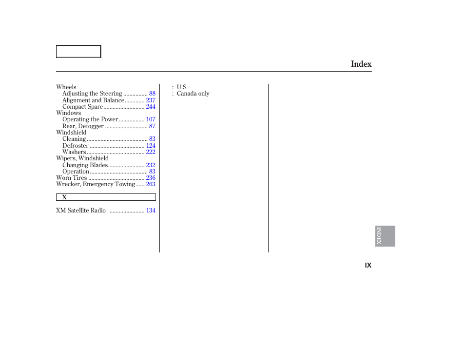 Index | Acura 2006 TL - Owner's Manual User Manual | Page 294 / 295