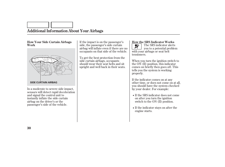 Additional information about your airbags | Acura 2006 TL - Owner's Manual User Manual | Page 31 / 295