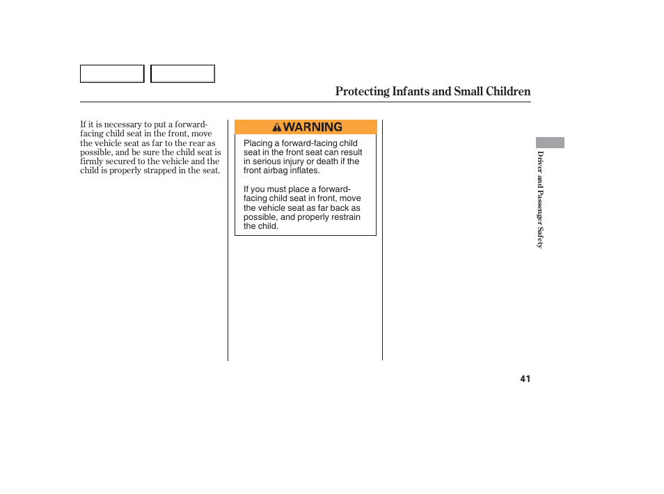 Protecting infants and small children | Acura 2006 TL - Owner's Manual User Manual | Page 42 / 295