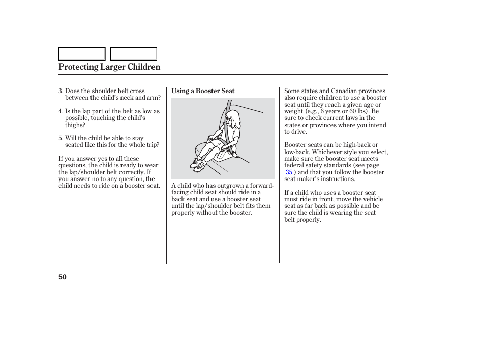 Protecting larger children | Acura 2006 TL - Owner's Manual User Manual | Page 51 / 295