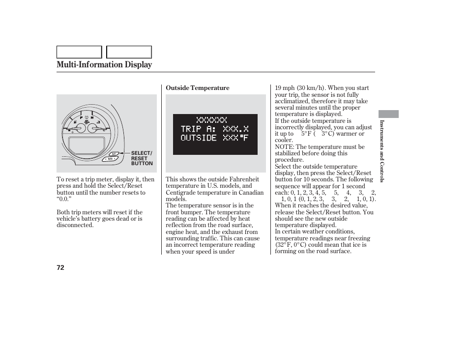 Multi-information display | Acura 2006 TL - Owner's Manual User Manual | Page 73 / 295
