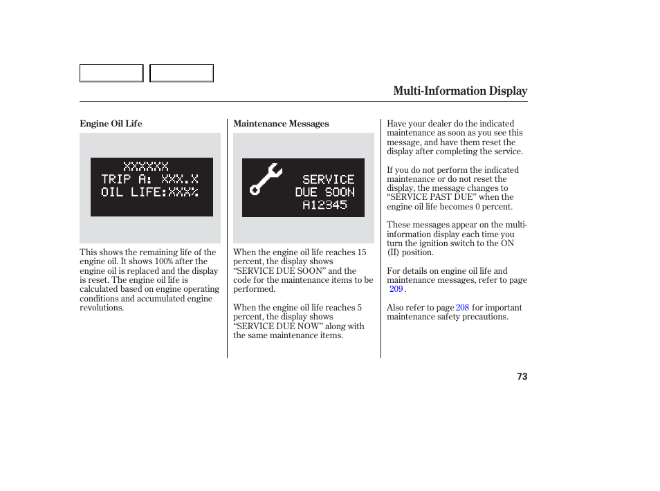 Multi-information display | Acura 2006 TL - Owner's Manual User Manual | Page 74 / 295
