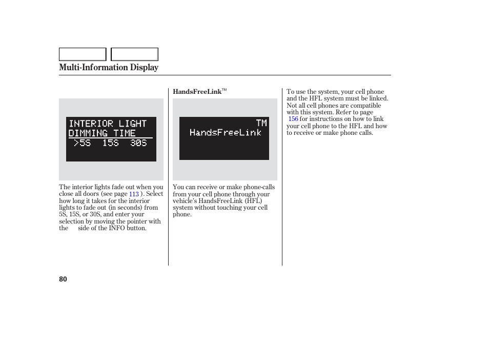 Multi-information display | Acura 2006 TL - Owner's Manual User Manual | Page 81 / 295