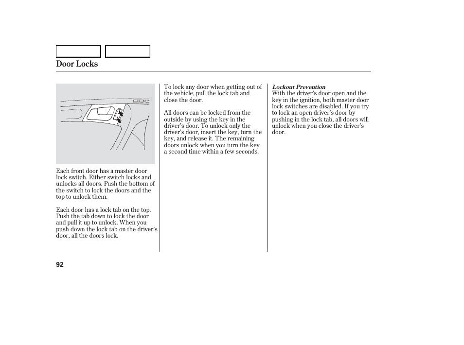 Door locks | Acura 2006 TL - Owner's Manual User Manual | Page 93 / 295