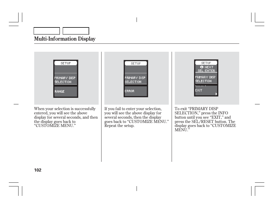 Multi-information display | Acura 2006 TSX - Owner's Manual User Manual | Page 103 / 366