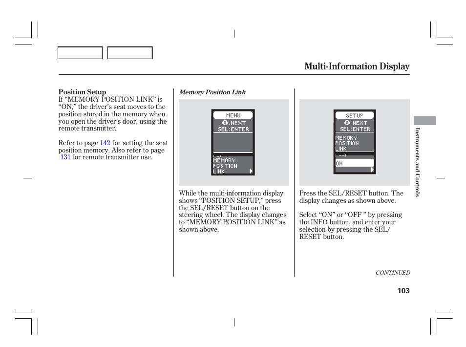 Multi-information display | Acura 2006 TSX - Owner's Manual User Manual | Page 104 / 366