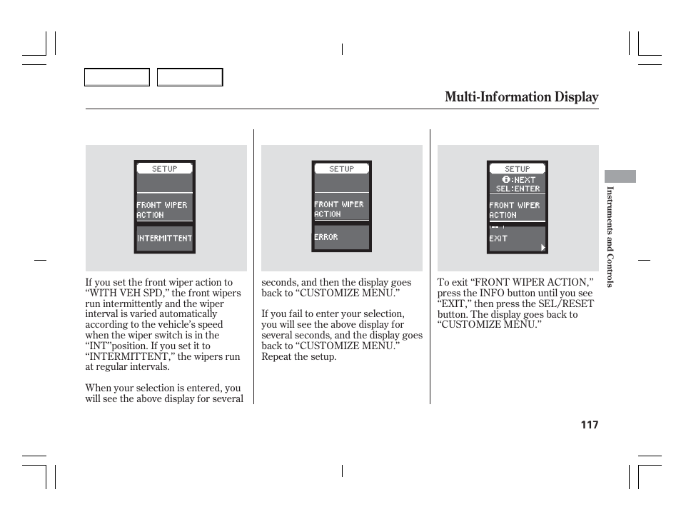Multi-information display | Acura 2006 TSX - Owner's Manual User Manual | Page 118 / 366