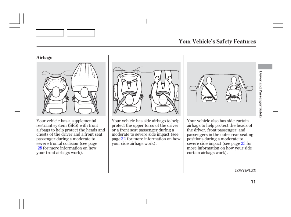 Your vehicle’s safety features | Acura 2006 TSX - Owner's Manual User Manual | Page 12 / 366