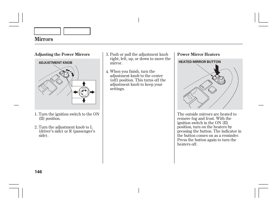 Mirrors | Acura 2006 TSX - Owner's Manual User Manual | Page 147 / 366