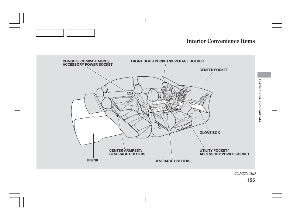 Interior convenience items | Acura 2006 TSX - Owner's Manual User Manual | Page 156 / 366