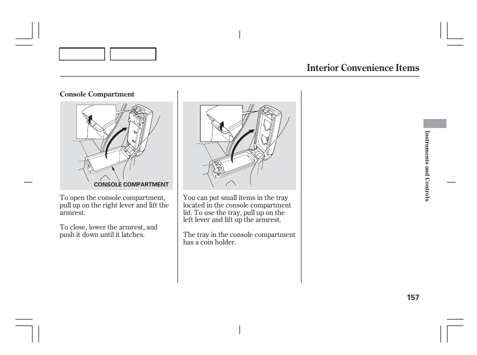 Interior convenience items | Acura 2006 TSX - Owner's Manual User Manual | Page 158 / 366