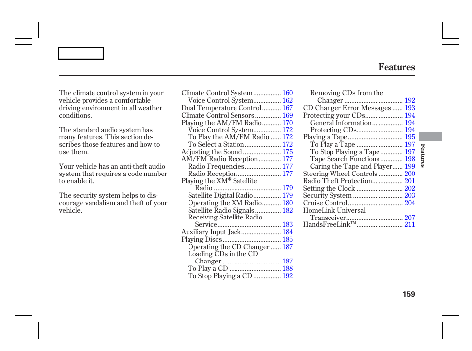 Features | Acura 2006 TSX - Owner's Manual User Manual | Page 160 / 366
