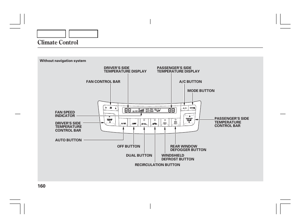 Climate control | Acura 2006 TSX - Owner's Manual User Manual | Page 161 / 366