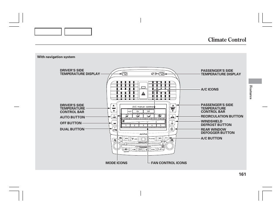 Climate control | Acura 2006 TSX - Owner's Manual User Manual | Page 162 / 366