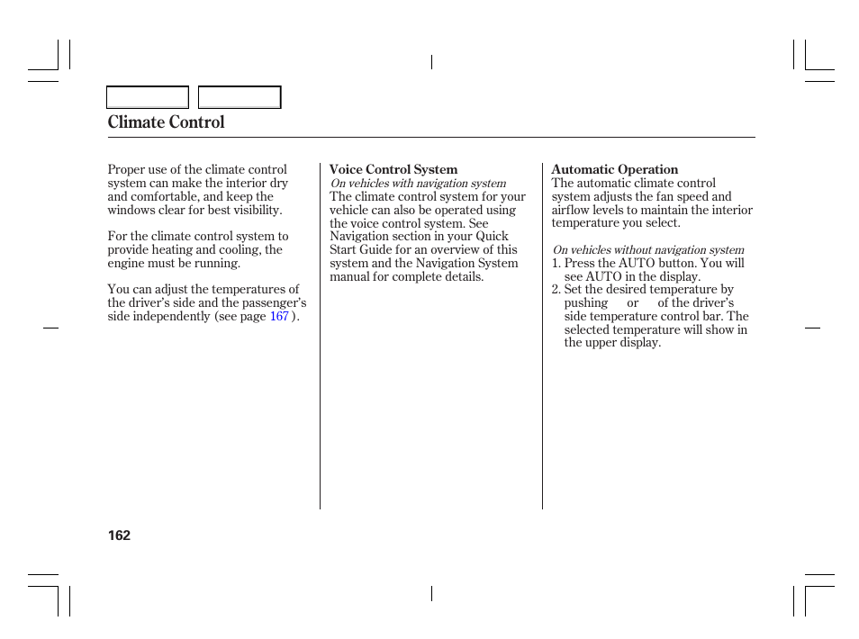 Climate control | Acura 2006 TSX - Owner's Manual User Manual | Page 163 / 366