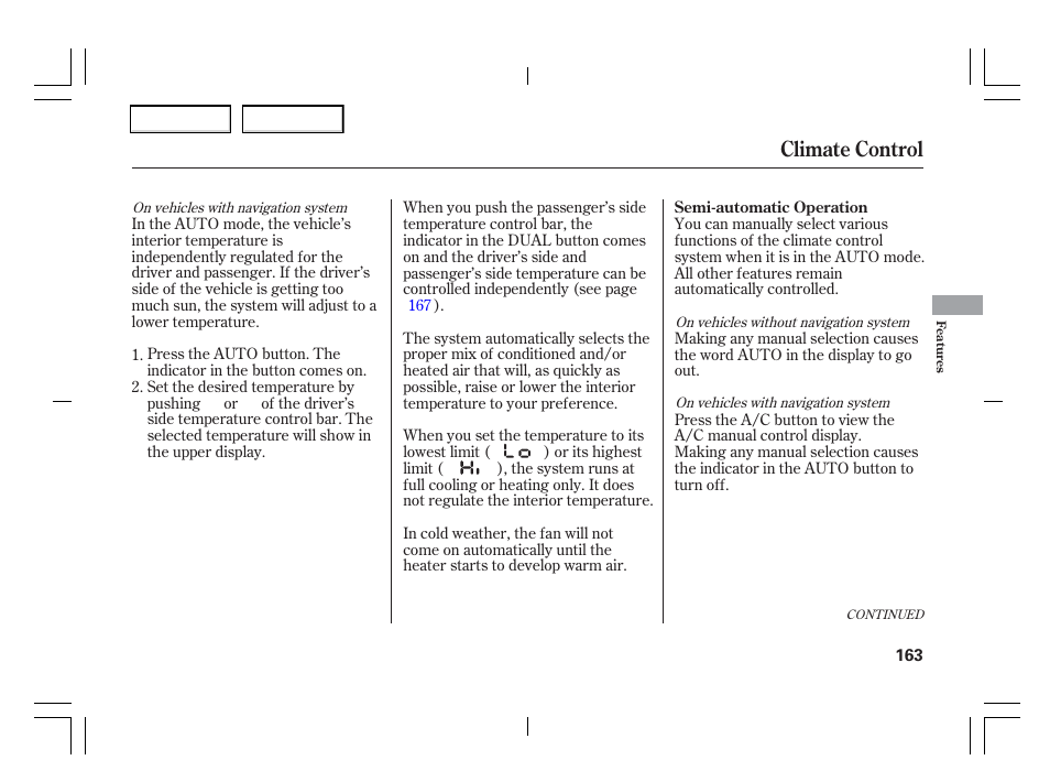 Climate control | Acura 2006 TSX - Owner's Manual User Manual | Page 164 / 366