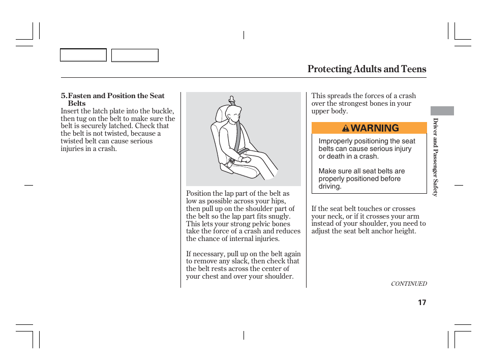 Protecting adults and teens | Acura 2006 TSX - Owner's Manual User Manual | Page 18 / 366