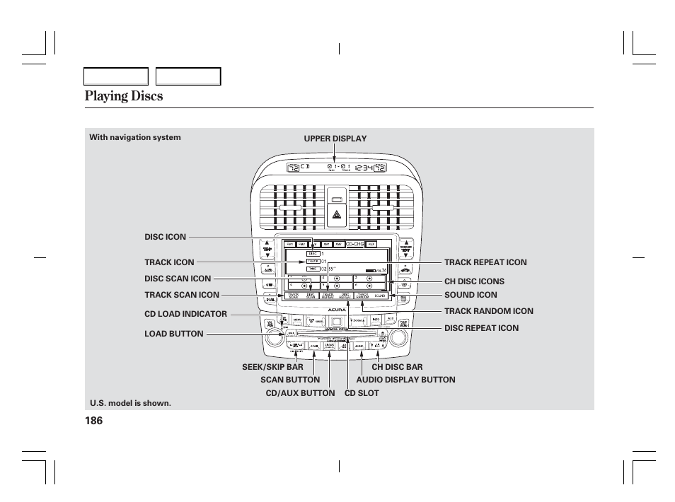 Playing discs | Acura 2006 TSX - Owner's Manual User Manual | Page 187 / 366
