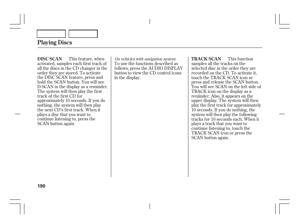 Playing discs | Acura 2006 TSX - Owner's Manual User Manual | Page 191 / 366