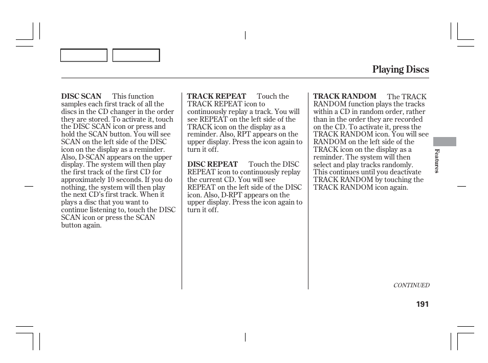 Playing discs | Acura 2006 TSX - Owner's Manual User Manual | Page 192 / 366