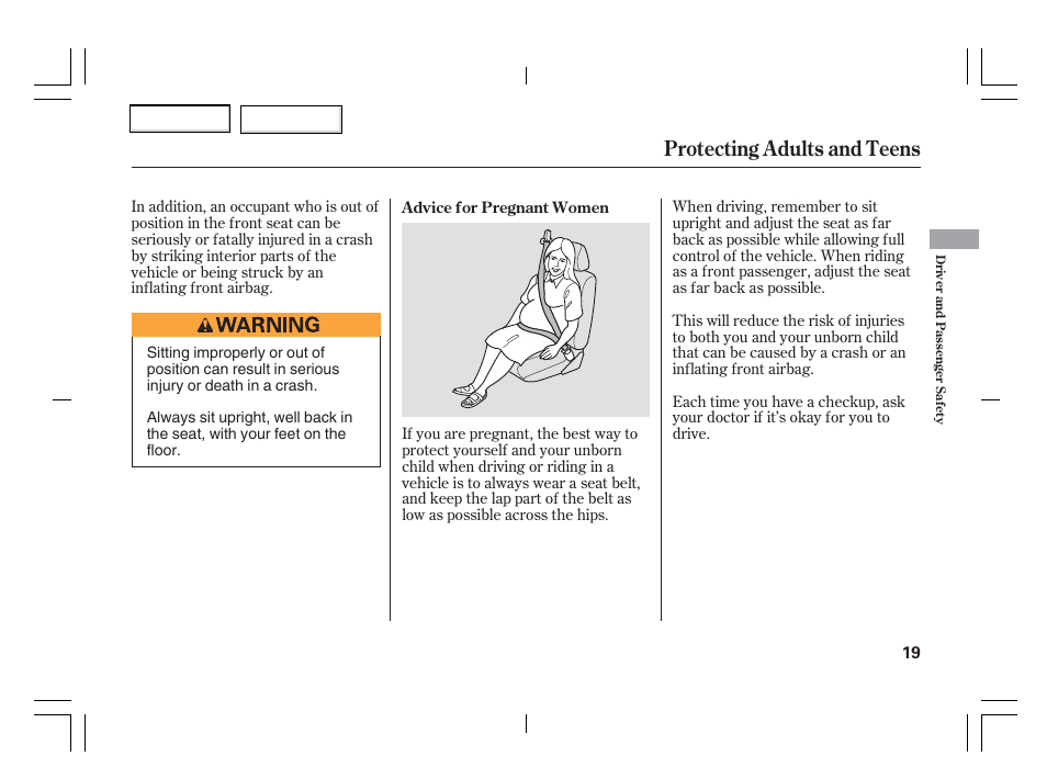 Protecting adults and teens | Acura 2006 TSX - Owner's Manual User Manual | Page 20 / 366